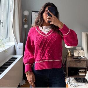Anthropologie Pink V-Neck Sweater